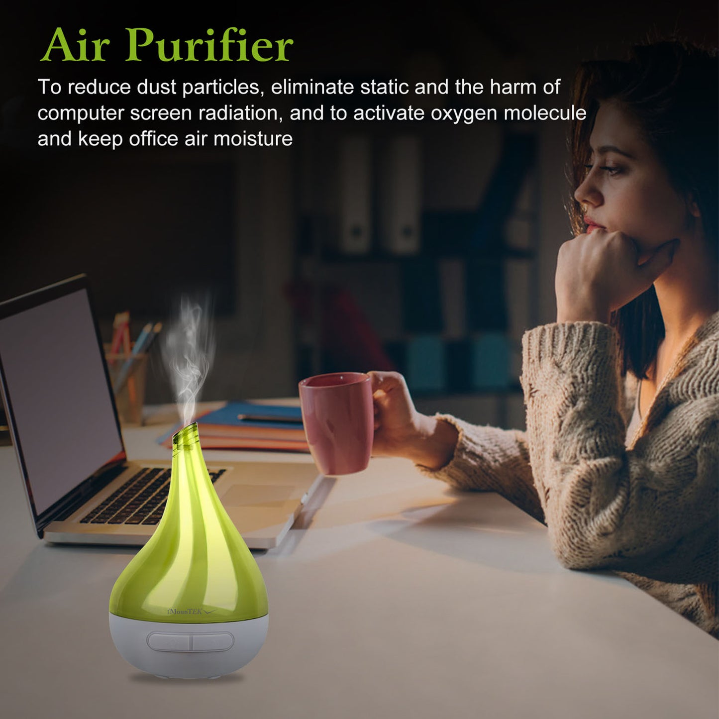 1Pc Drop Shaped Cool Mist Humidifier Ultrasonic Aroma Essential