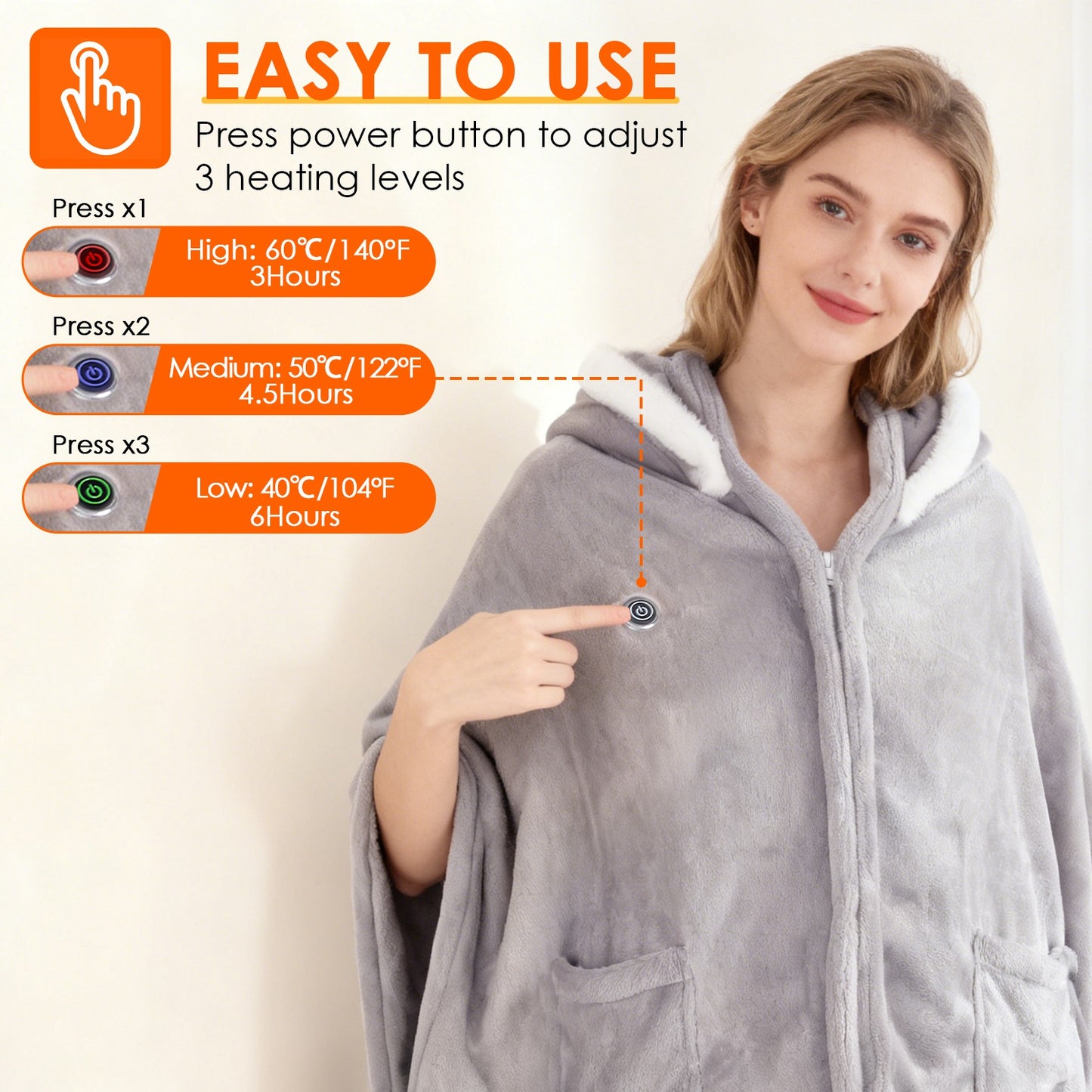 Wearable Heated Throw Blanket With 20000mah Battery