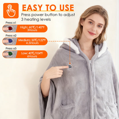 Wearable Heated Throw Blanket With 20000mah Battery
