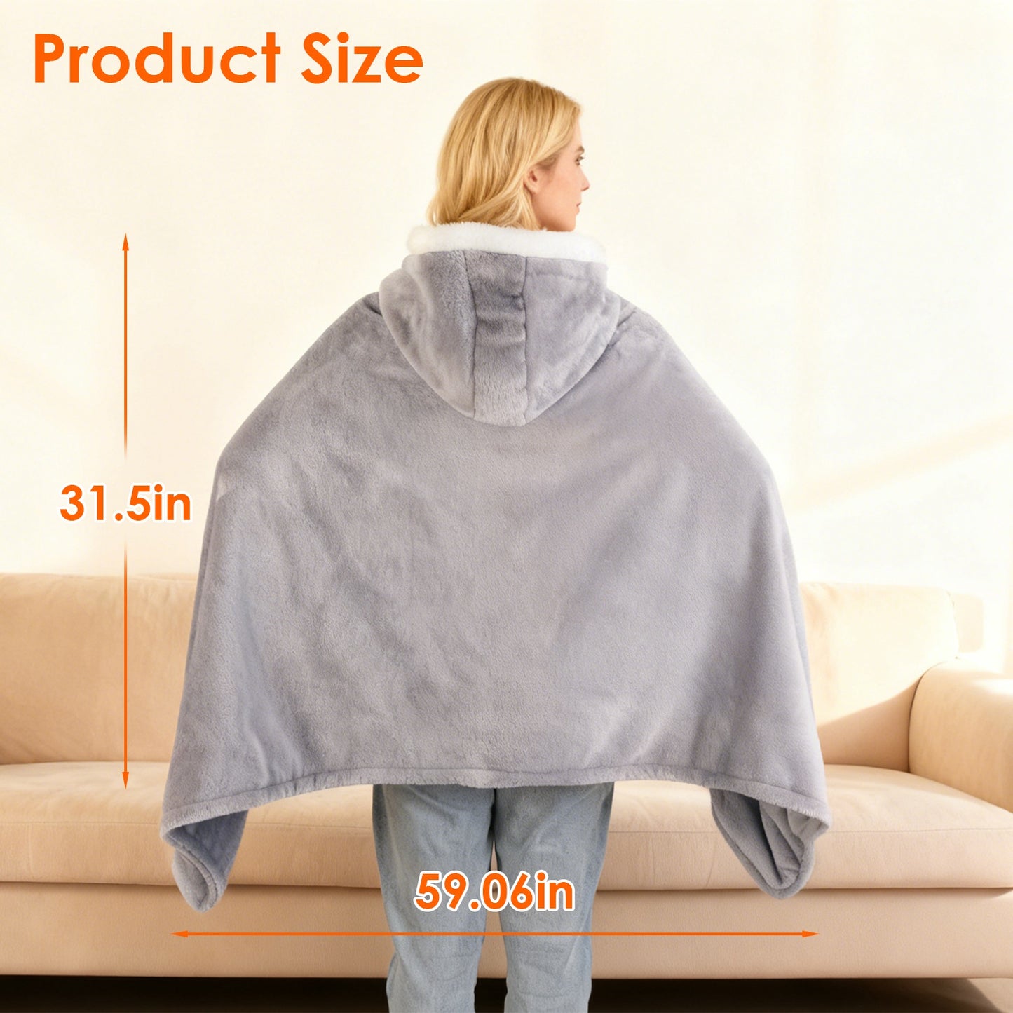Wearable Heated Throw Blanket With 20000mah Battery
