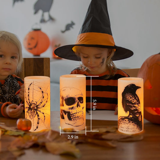 3 Pack Halloween Flameless Candle Lamp With Timer Setting