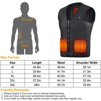 Heat Jacket Vest 3 Heating Gear Adjustable USB Heated