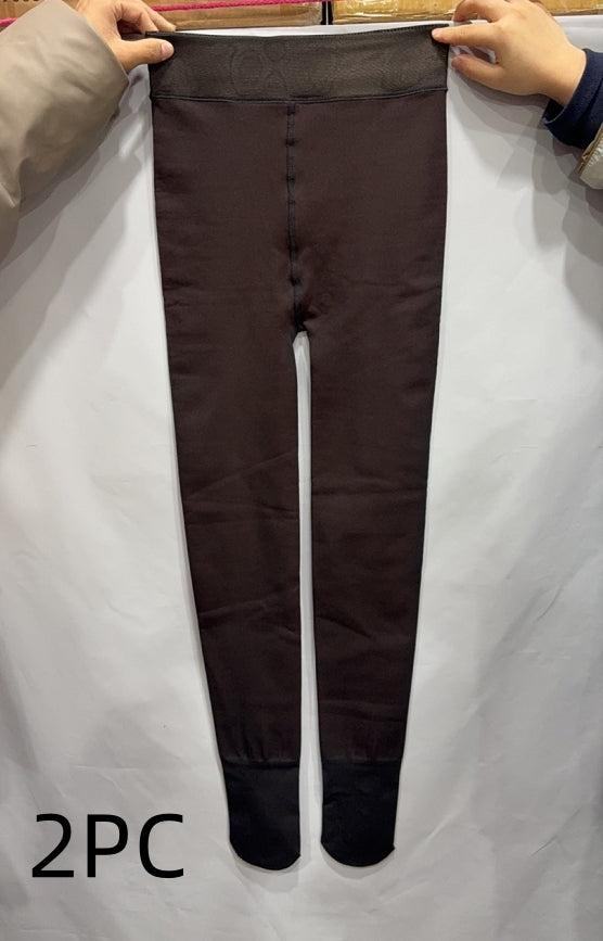 One-line True See-through Leggings Fleece-lined Warm