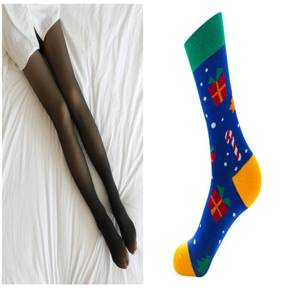 Fake Translucent Plus Size Leggings Fleece Lined Tights Fall