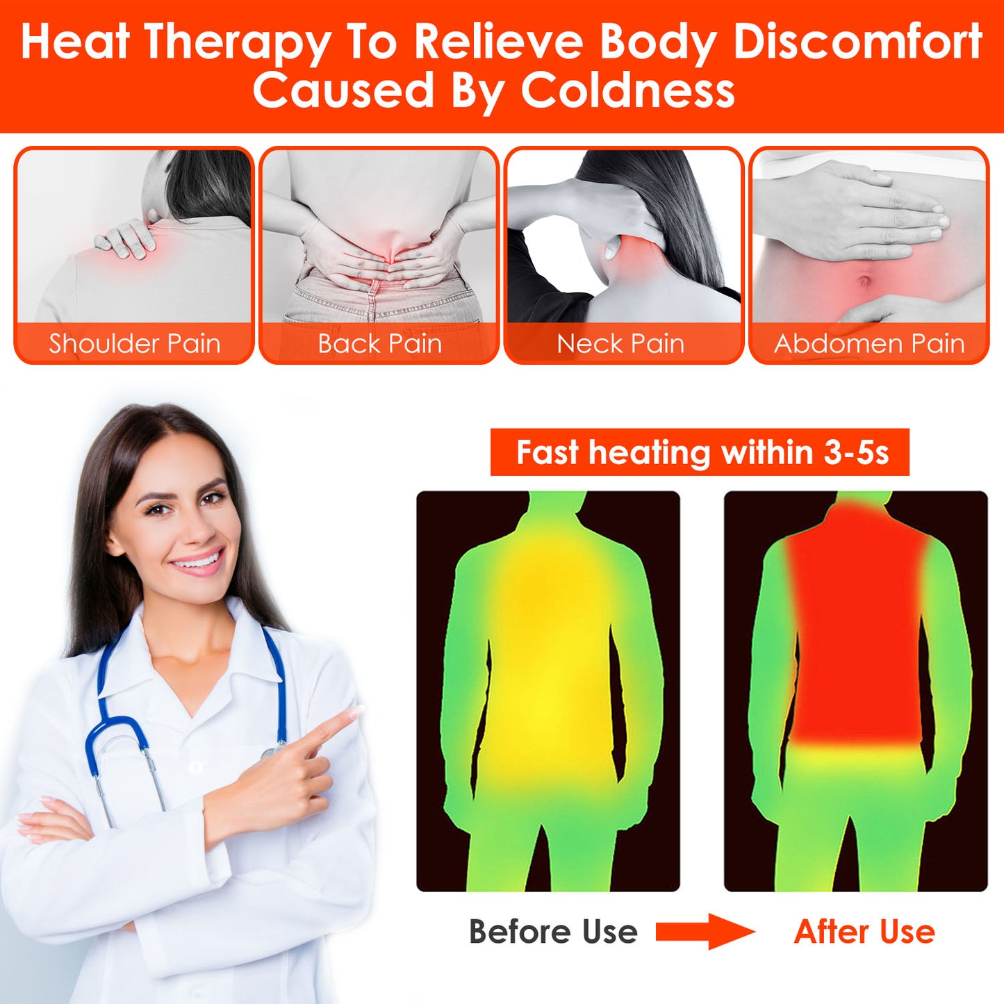 1Pc Heated Vest Electric USB Jacket Men Women Heating Coat