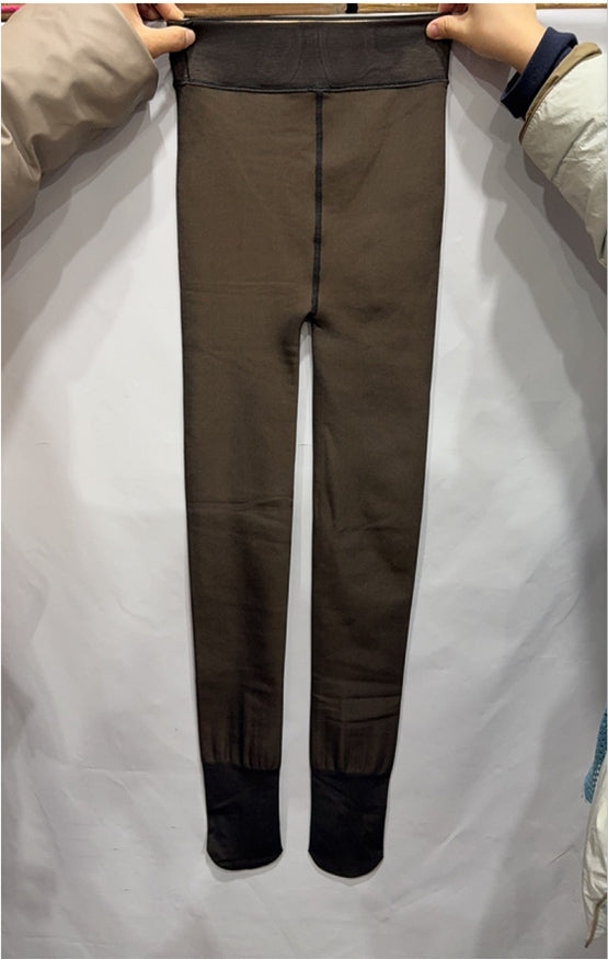 One-line True See-through Leggings Fleece-lined Warm