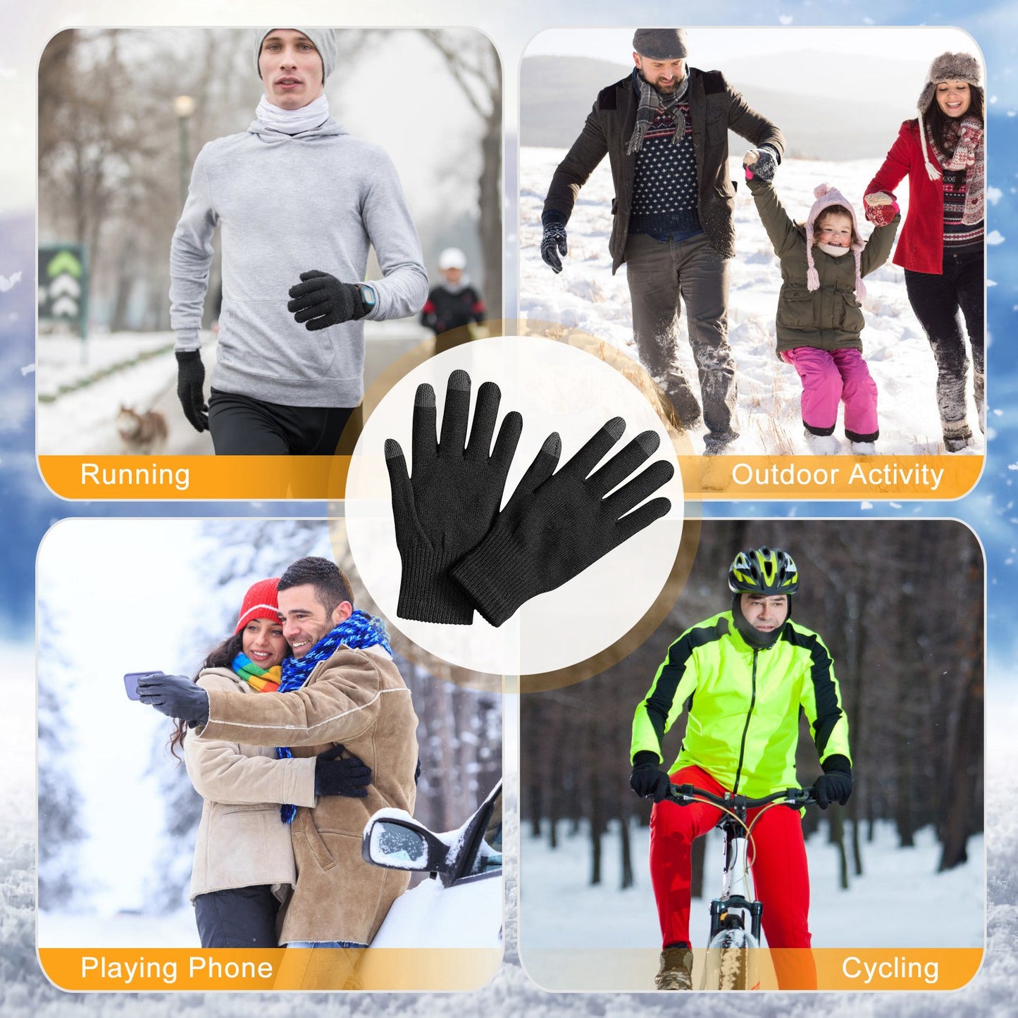 3 Color Options -- 1 Pair Unisex Winter Knit Gloves Touchscreen