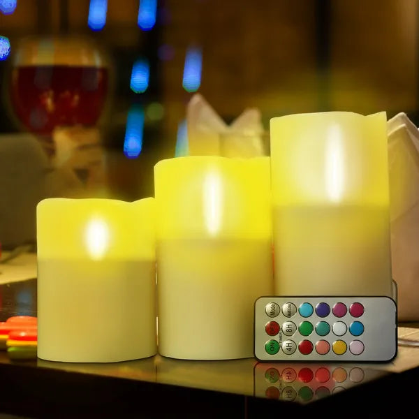 3Pcs Flameless Candles Votive Candles Wireless Battery