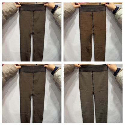 One-line True See-through Leggings Fleece-lined Warm