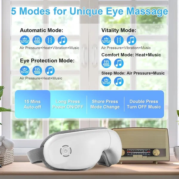 Eye Massager With Heat Music Wireless Eye Mask For Migraines