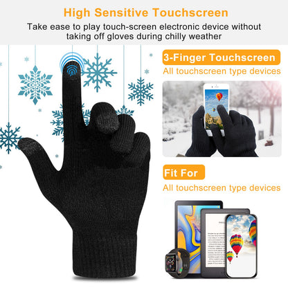3 Color Options -- 1 Pair Unisex Winter Knit Gloves Touchscreen