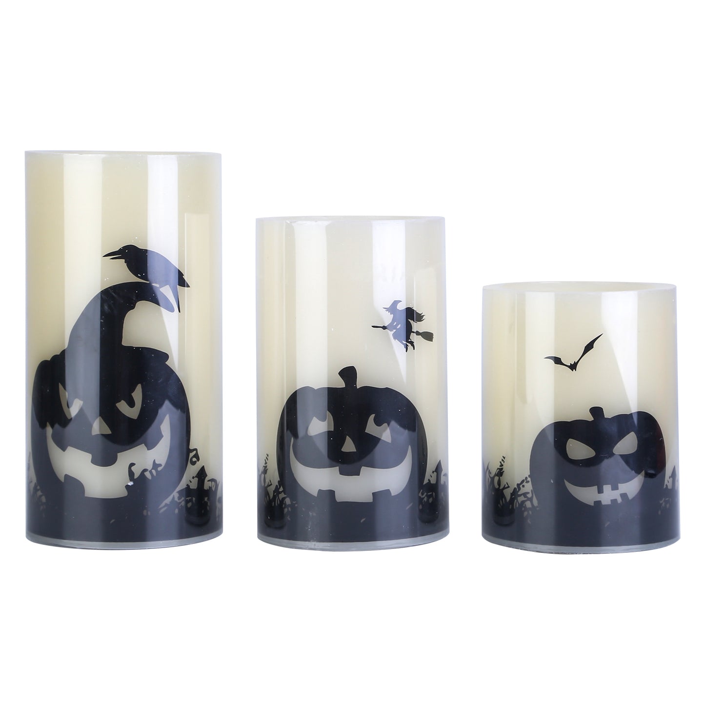3 Pack Halloween Flameless Candle Lamp With Timer Setting