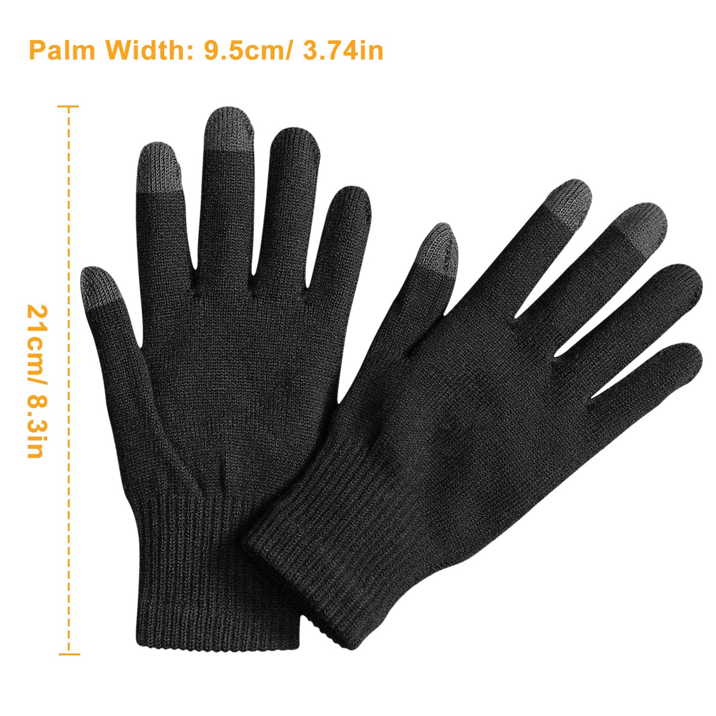 3 Color Options -- 1 Pair Unisex Winter Knit Gloves Touchscreen