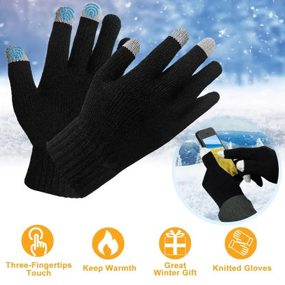Unisex Touch Screen Gloves Full Finger Winter Warm Knitted