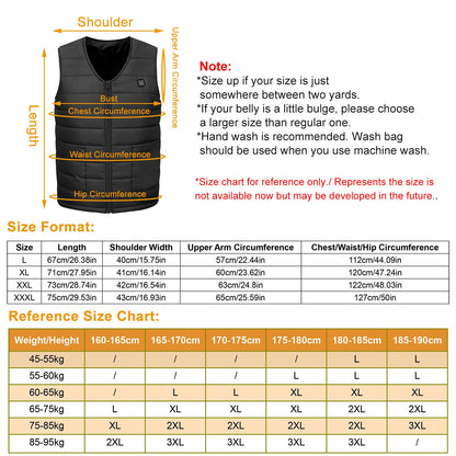 1Pc Heat Jacket Vest 3 Heating Gear Adjustable USB Heated