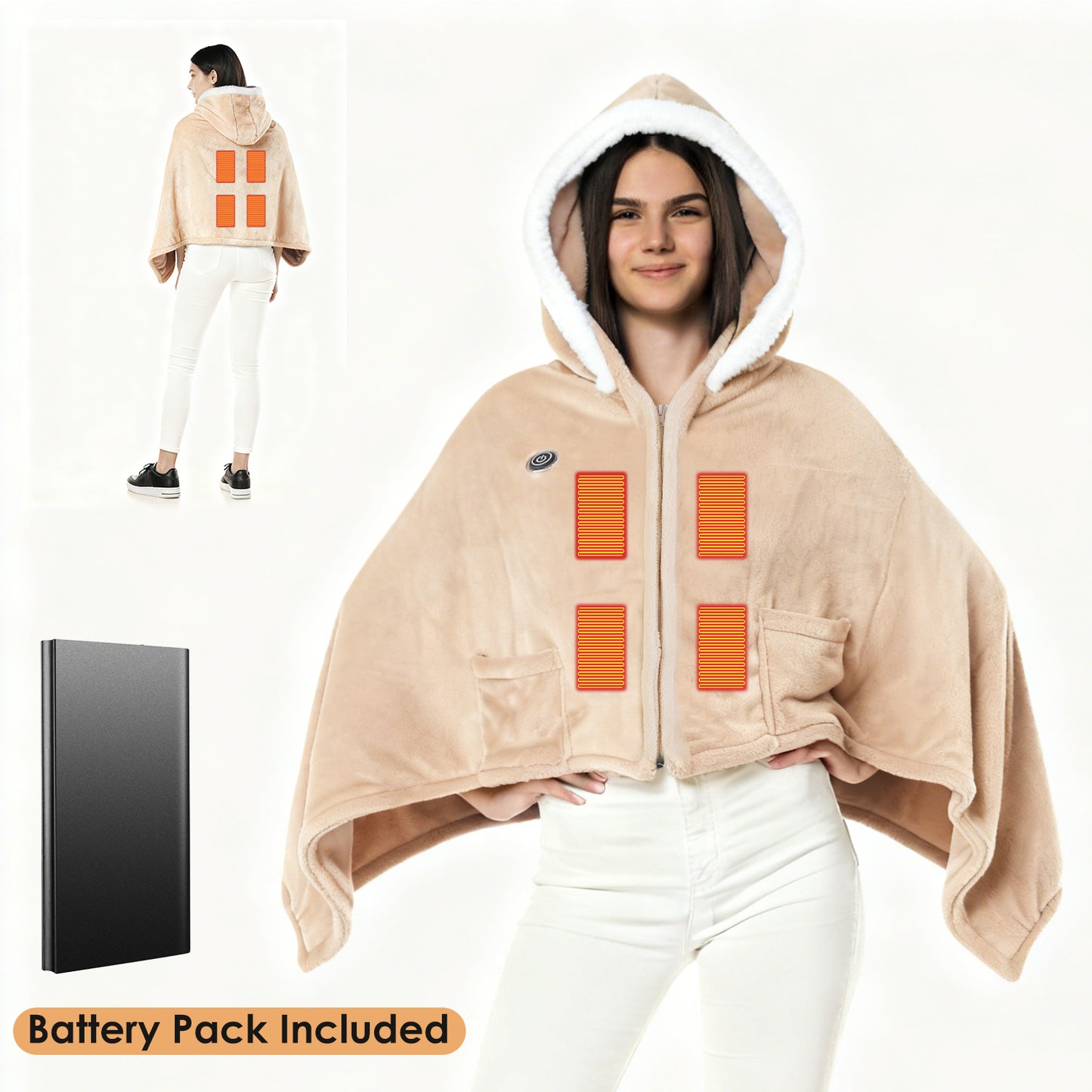 Wearable Heated Throw Blanket With 20000mah Battery