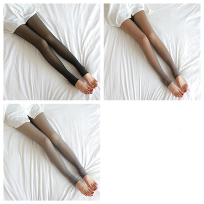 Fake Translucent Plus Size Leggings Fleece Lined Tights Fall