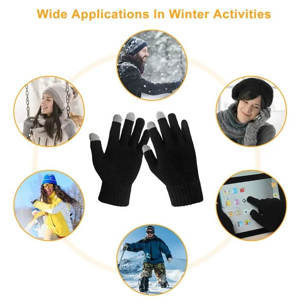 Unisex Touch Screen Gloves Full Finger Winter Warm Knitted