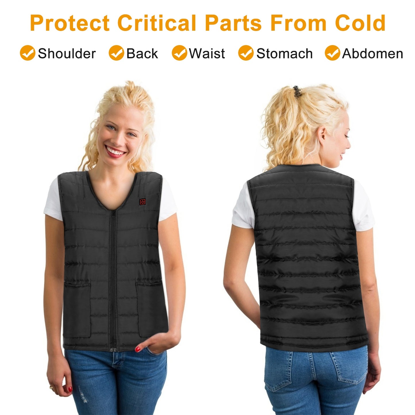 1Pc Heat Jacket Vest 3 Heating Gear Adjustable USB Heated