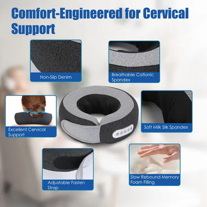 1Pc 2 In 1 Neck Massager Pillow With Heat Electric Memory Foam