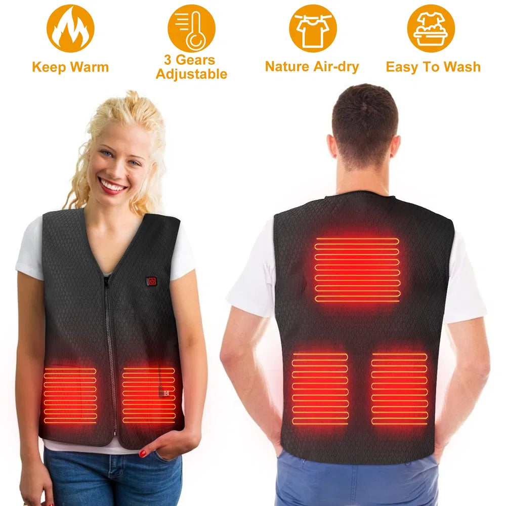 Heat Jacket Vest 3 Heating Gear Adjustable USB Heated