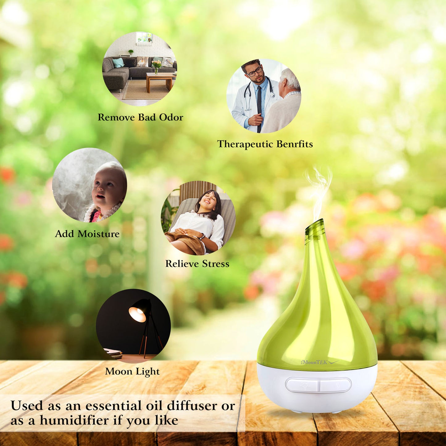 1Pc Drop Shaped Cool Mist Humidifier Ultrasonic Aroma Essential