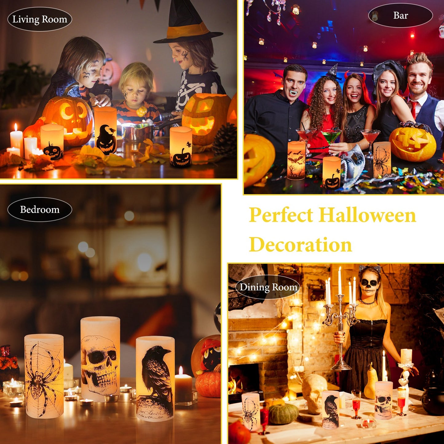3 Pack Halloween Flameless Candle Lamp With Timer Setting