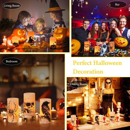 3 Pack Halloween Flameless Candle Lamp With Timer Setting