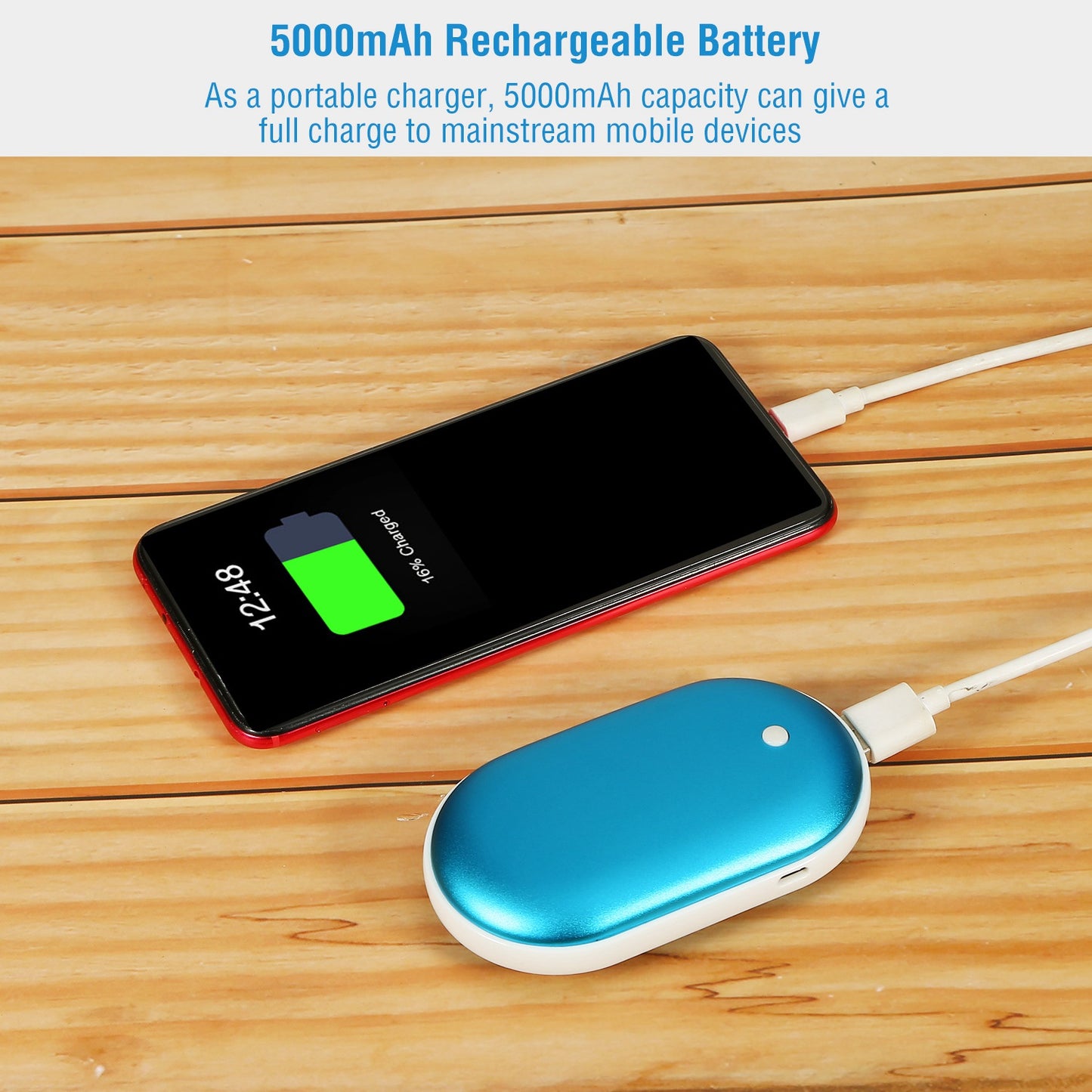 1Pc Portable Hand Warmer 5000mAh Power Bank Rechargeable
