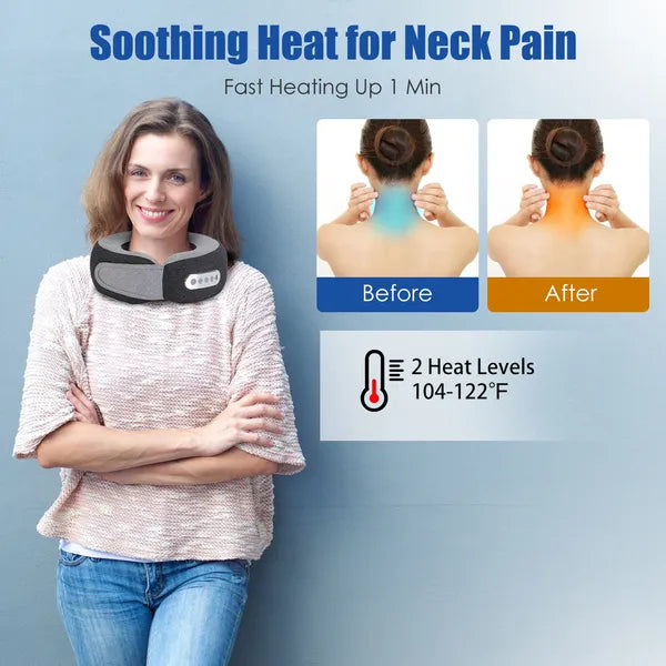 1Pc 2 In 1 Neck Massager Pillow With Heat Electric Memory Foam