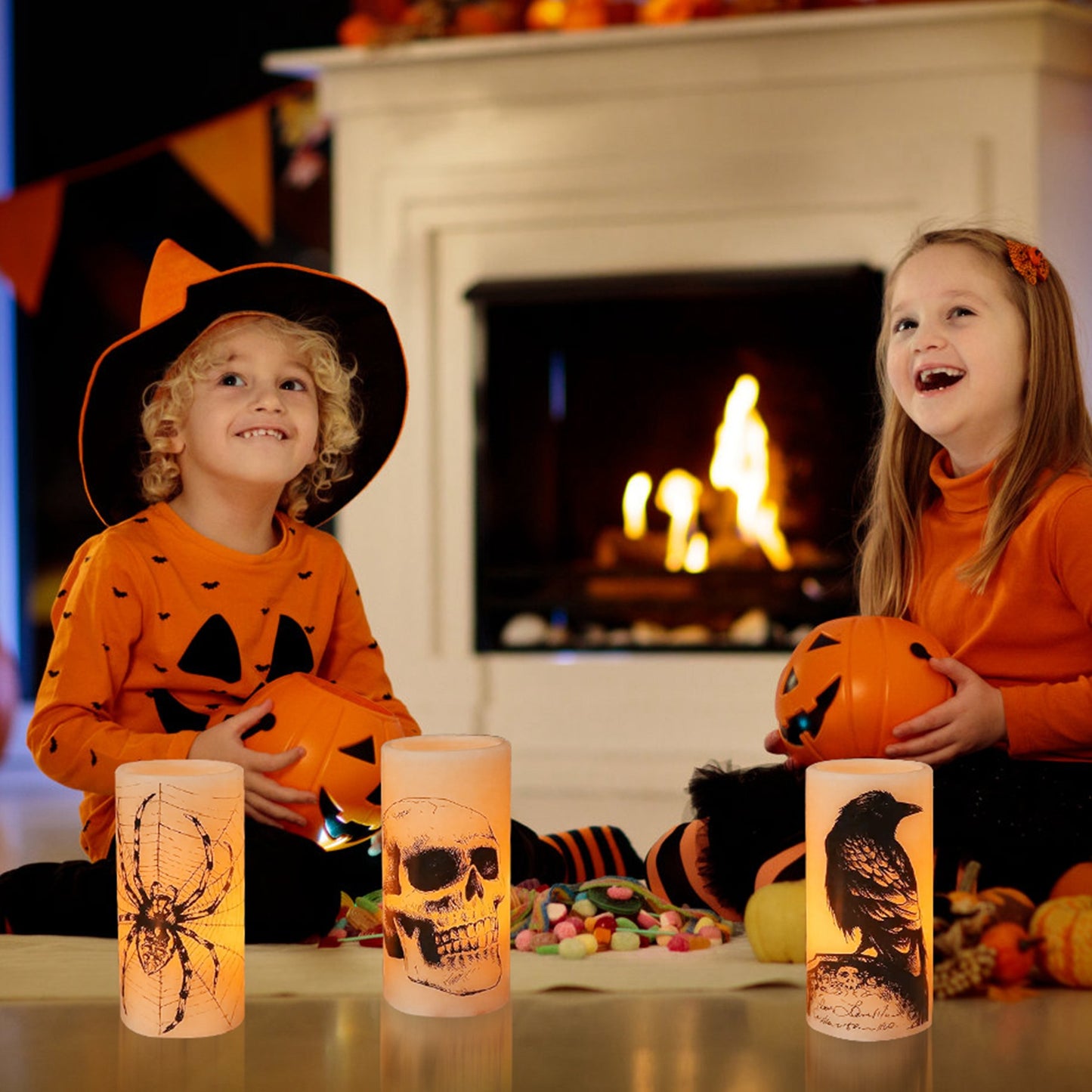 3 Pack Halloween Flameless Candle Lamp With Timer Setting
