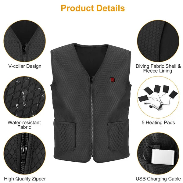 Heat Jacket Vest 3 Heating Gear Adjustable USB Heated