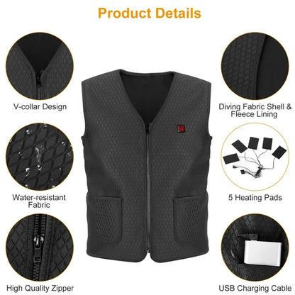 Heat Jacket Vest 3 Heating Gear Adjustable USB Heated