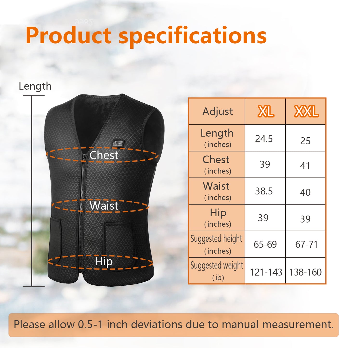 Heated Vest For Men Women Washable USB Heating Vest
