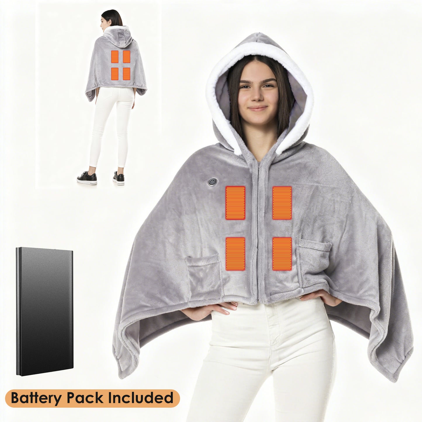 Wearable Heated Throw Blanket With 20000mah Battery