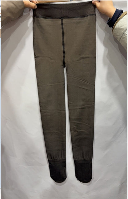 One-line True See-through Leggings Fleece-lined Warm